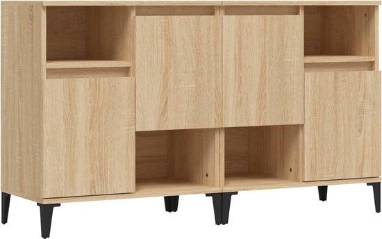vidaXL Dressoirs 2 stuks 60x35x70 cm Bewerkt Hout Sonoma Eikenkleurig