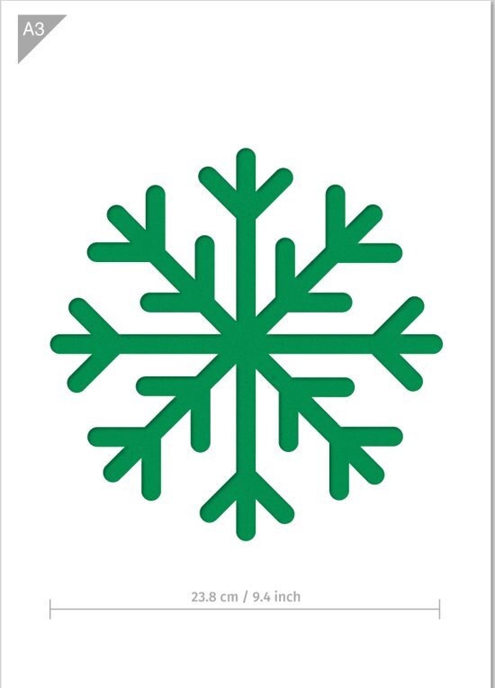 QBIX Sneeuwvlok sjabloon - Kunststof A3 stencil - Geschikt voor kerstdecoratie, als raamsjabloon, decoratie van meubels & interieur, stenceling van kaarten, taarten, en veel meer..