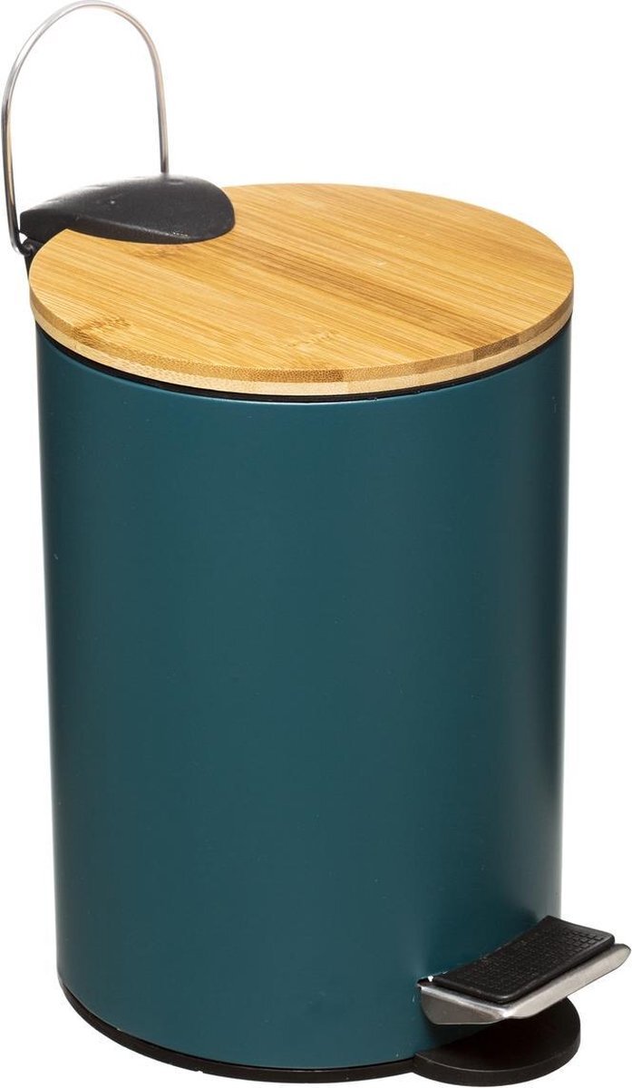 5five Moderne Kleur Badkamer Bin 3L Bamboe Deksel Kleine Pedaal Bin met Verwijderbare Binnenemmer