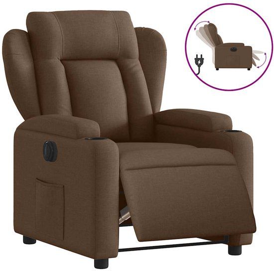 vidaXL Fauteuil verstelbaar elektrisch stof bruin