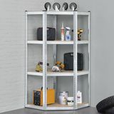 Merkloos / Sans marque Juskys Corner Easy Stellingkast - 160 x 75 x 75cm - Metaal/Hout - Grijs