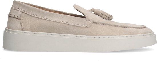 Manfield Heren Beige Suède Loafers met Kwastjes - Maat 45
