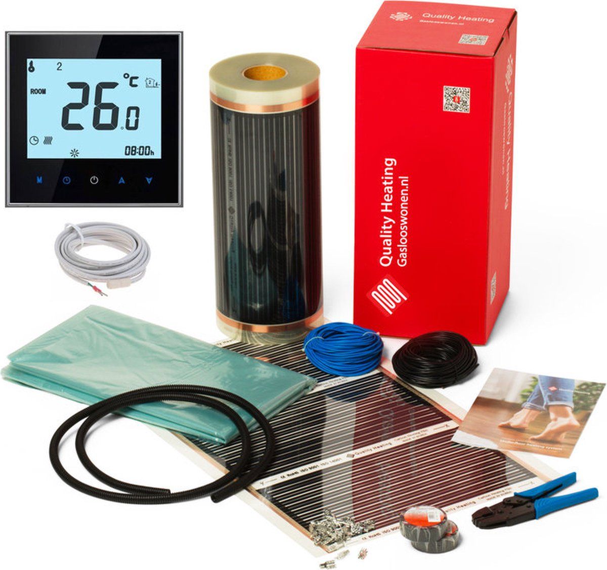 Quality Heating Vloerverwarming elektrisch onder laminaat en hout set - 8,0M² - 1120 Watt