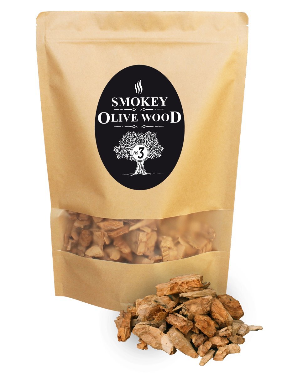 Smokey Olive Wood - Houtsnippers - 1,7L - Olijfhout - Chips grote maat 2cm-3cm