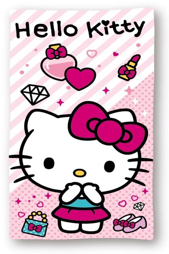 4KidsOnly Hello Kitty strandlaken Katoen Roze Gestreept 70x140 cm