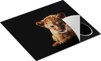 Chefcare Inductie Beschermer Leeuwen Welp op het Zwart - Baby Leeuw - 57,6x51,6 cm - Inductie Mat