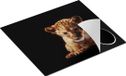 Chefcare Inductie Beschermer Leeuwen Welp op het Zwart - Baby Leeuw - 57,6x51,6 cm - Inductie Mat