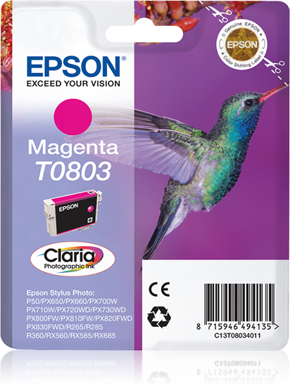 Epson Hummingbird T0803 Magenta Ink Cartridge - C13T08034021