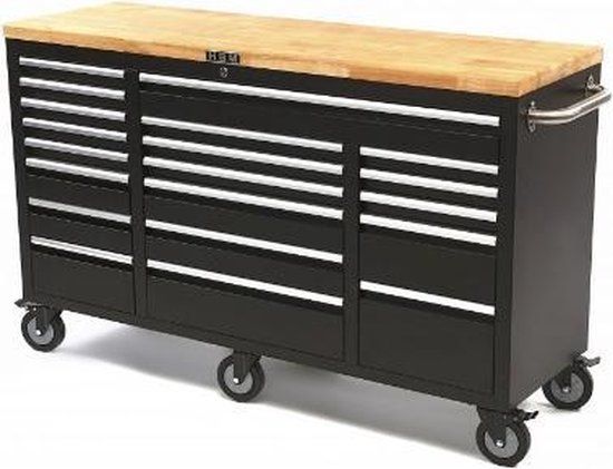 HBM Bol Gereedschapswagen / werkbank met houten werkblad