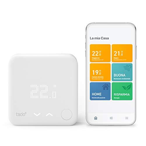 tado° Bedrade Slimme Thermostaat Starterskit V3+ – Intelligente verwarmingsaansturing, Makkelijk zelf installeren, Werkt met Alexa, Siri & Google Assistent, Werkt met oplaadbare batterijen