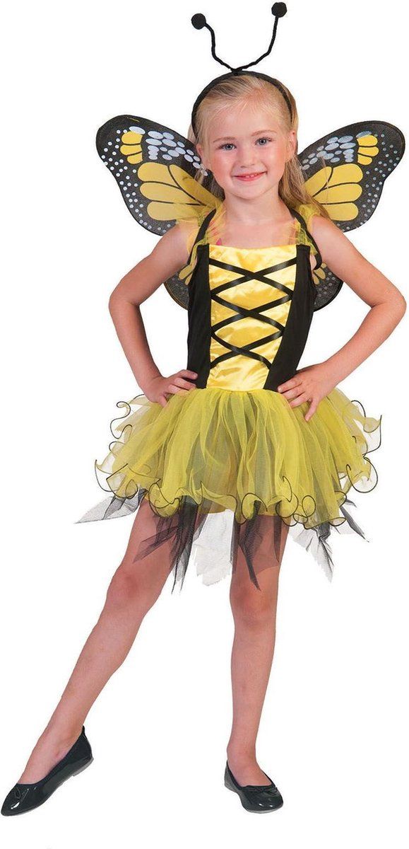 Funny Fashion Vlinder Kostuum Geel | Meisjes 8-12 jaar