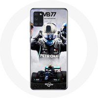 Maniacase Hoesjes voor Samsung Galaxy A21S Formule 1 Valtteri Bottas F1 Racing Driver Zwart