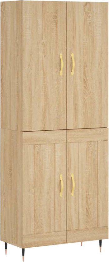 vidaXL Hoge kast 69,5x34x180 cm bewerkt hout sonoma eikenkleurig
