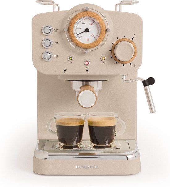 CREATE THERA RETRO Espresso-koffiezetapparaat - Zand - 1100W