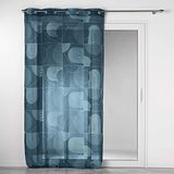 douceur d'intérieur, Gordijn met oogjes, 140 x 240 cm, blauw, gezandstraalde voile, bedrukt, schets