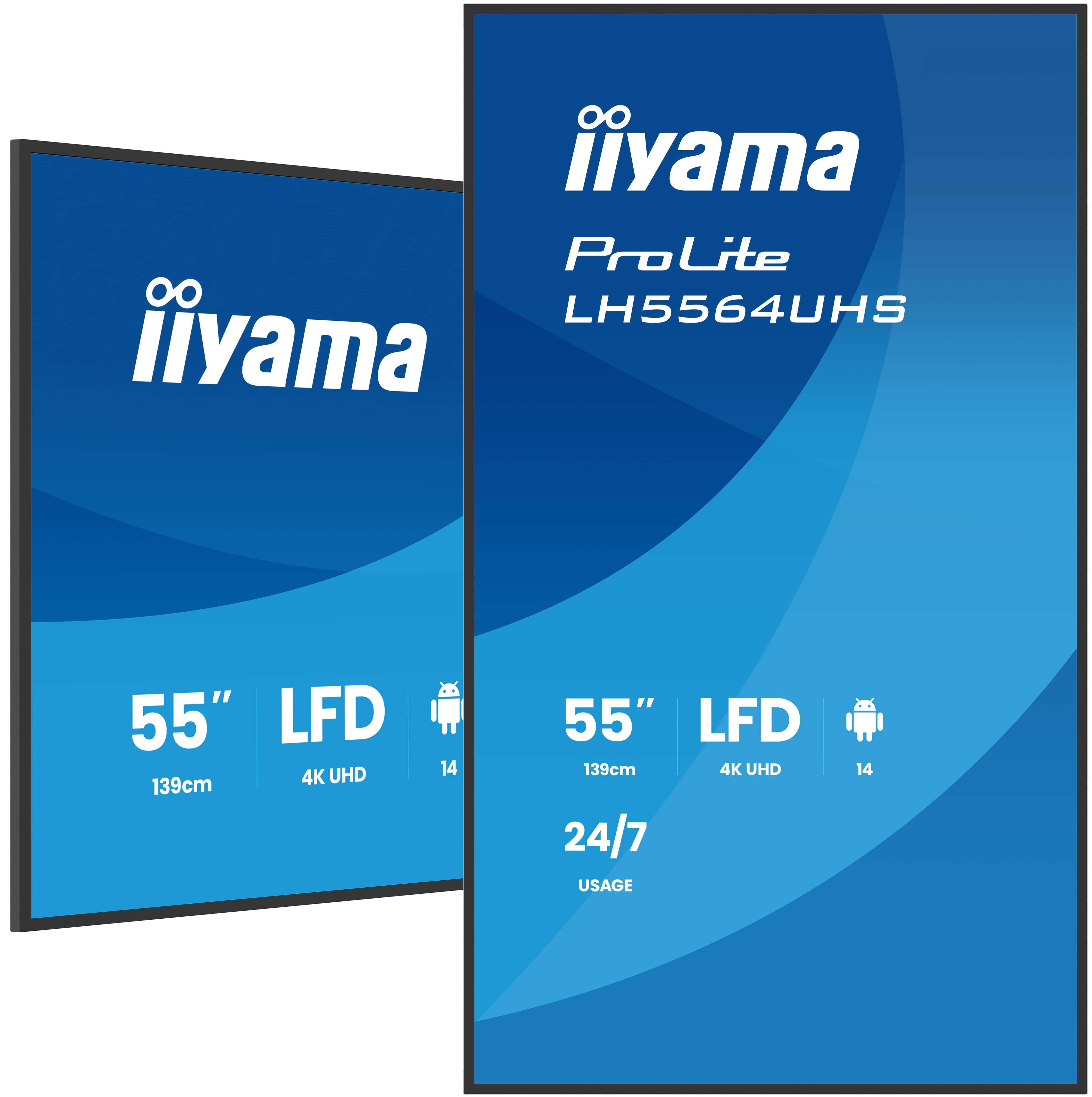 iiyama LH5564UHS-B1AG 55" 4K Ultra HD Digital Signage Flatscreen Zwart