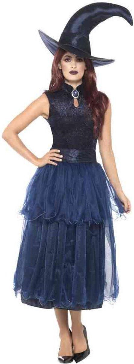 Smiffys Luxe Heksen Kostuum Dames - Maat L - Blauw - Polyester