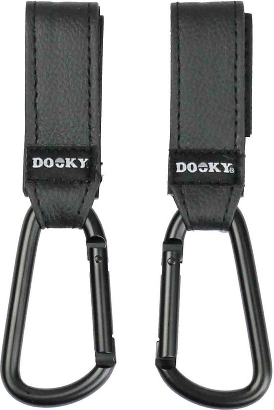 Dooky Buggy/Kinderwagen Haak klein 2 stuks - Zwart