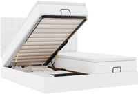 vidaXL Ottomanbed met matras en LED-verlichting, zuiverwit, 160x200 cm, kunstleer