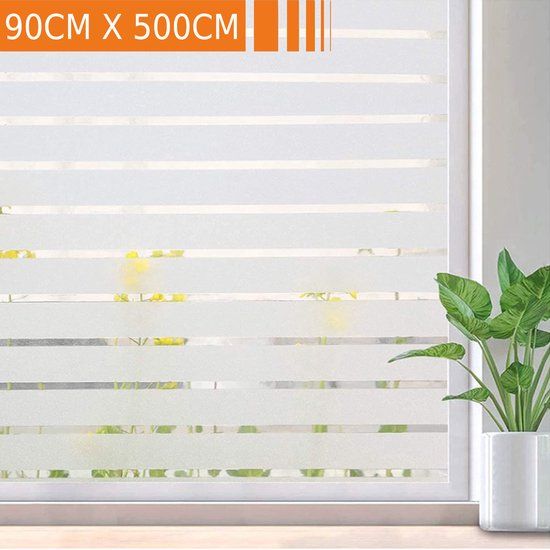 Simple Fix Raamfolie - 90cm x 500cm - Zonwerend - Anti Inkijk - Statisch - Plakfolie Zelfklevend en Isolerend - HR++ folie - Gestreept