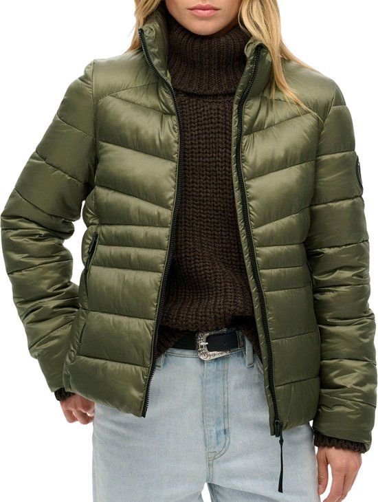 Superdry Fuji Quilt Padded Winterjas Dames - Maat M (38) - Donkergroen
