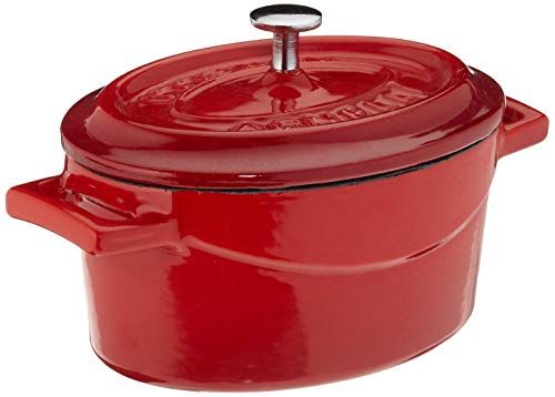 Pentole Agnelli Slowcook braadpan ovaal met 2 handgrepen, van gietijzer 0,4 litri rood