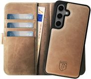 Rosso Elite Hoesje Geschikt voor Samsung Galaxy S25 Plus | Compatibel met MagSafe / Qi2 | Book Case en Back Cover | Magnetisch Uitneembaar | Echt Leer Beschermhoes met Pasjeshouder | Lichtbruin