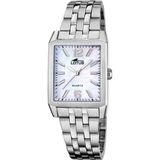 Lotus 18985/1 Polshorloge Dames Zilverkleurig Staal Rechthoekig Crème Analoog Quartz
