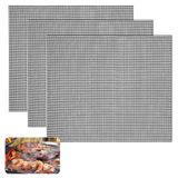 Tapis de gril BBQ - 40 x 33 cm - Set de 3 - Réutilisable - Antiadhésif - Teflon