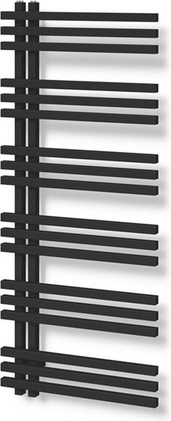 Maxaro Aluminium Handdoekradiator Kepler Mat Zwart 1001 Watt 55x129,6cm Verticaal