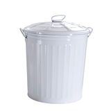 King Home B1219331/B vuilnisbak 18 liter, gelakt, wit, Ø 31 x 35H