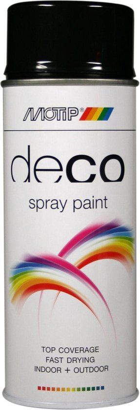 Motip Deco Alkyd Hoogglans Lak RAL 9005 Diep Zwart - 400 ml