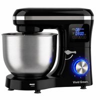 Vivid Green Keukenmachine met Display - 2000W - Keukenrobot - Keukenmixer - Mixer met Mengkom - 6.2L - Zwart