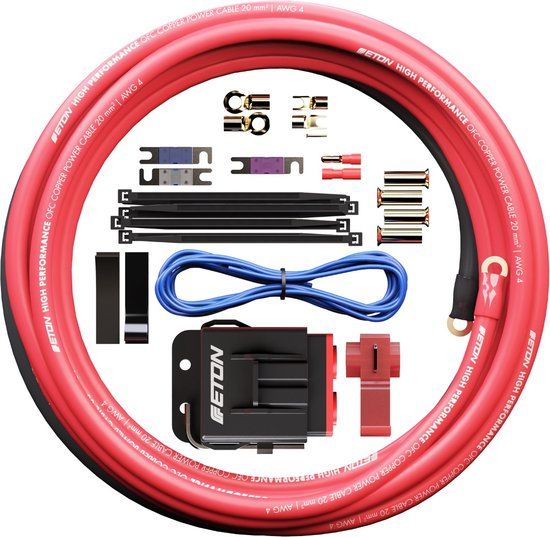 Eton PCC20 - Audiokabel - 20mm2 OFC kabelset - voedingskabelset - 100% koperen kabel voor autoversterker