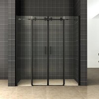 Wiesbaden Schuifbare Nisdeur 4-delig - 180x200cm - Mat Zwart - 8mm Glas - NANO