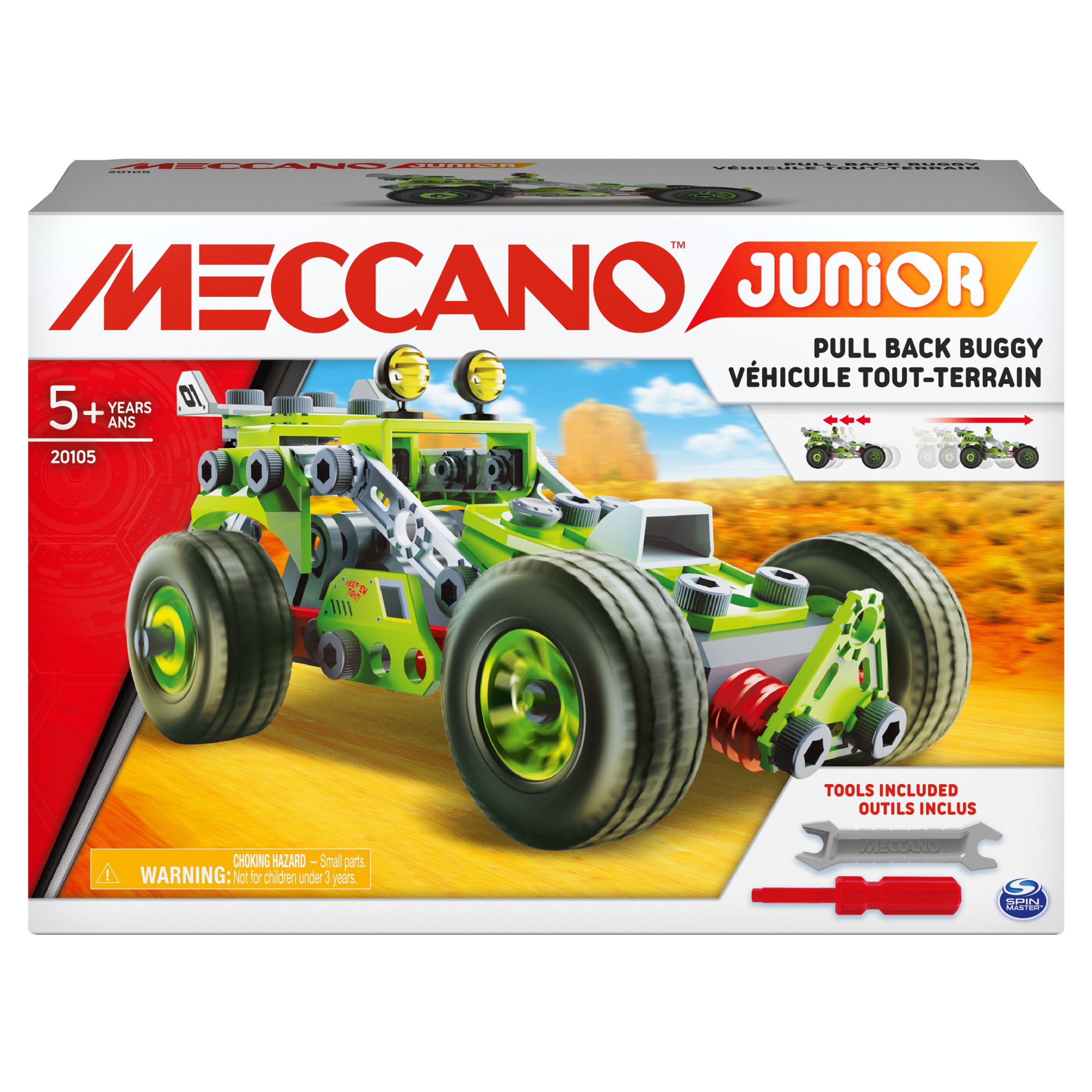 Spin Master Meccano Junior 3-in-1 Terugtrek-buggy S.T.E.A.M.-bouwpakket