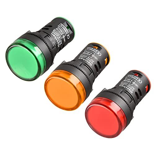 Heschen AD16-22D/S 22 mm LED-indicator Pilot Light, 12VDC 20mA, Rood Groen Geel Licht Kleur, 3Pack