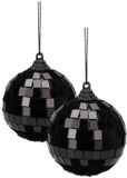 Christmas Decoration Koopman International Christmas Decoration discobal kerstbal - 2x - zwart - 10 cm - kunststof