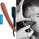 BeautyTools Easy-Shave Shavette - Set Barbiersmes/ Open Scheermes met Vervangbaar Scheermesje - Black Beast Jatoba Hout - Incl. 10 Double Edge vervangmesjes - INOX (SR-2519)