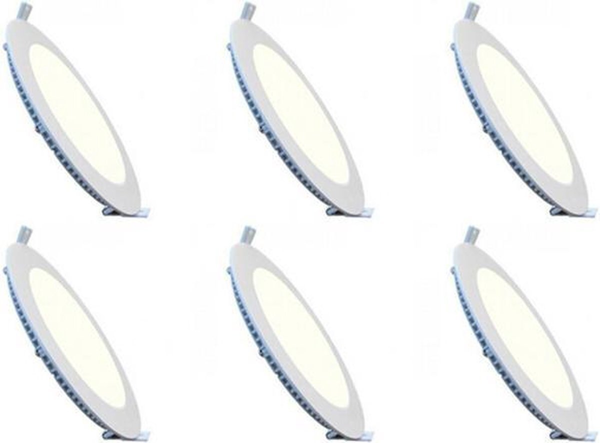 Qualu LED Downlight Slim 6 Pack - Inbouw Rond 6W - Natuurlijk Wit 4200K - Mat Wit Aluminium - Ø120mm