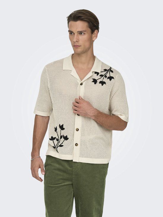 ONLY&SONS ONSTEGAN LIFE RLX SS SHIRT KNIT Heren Cardigan Katoen/Polyester XL Moonstruck