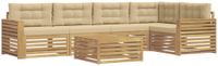 vidaXL Buiten bankenset 6 st Wit en Beige Polyester