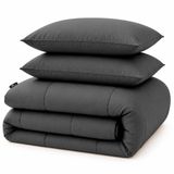 Slaapspeciaal Eazydekbed Hotel Grijs - Wasbaar Dekbed - Dekbed zonder Overtrek - Hoesloos Dekbed - All Year Dekbed - 2 in 1 Dekbed - Dekbed met Vaste Overtrek - Incl. 2 Kussenslopen - 200x220 cm
