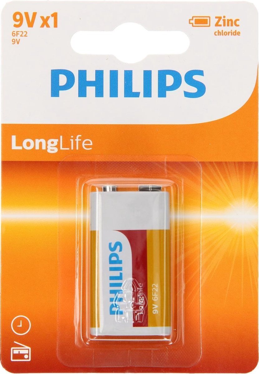 Philips Longlife Batterij Zinc 9V/6F22