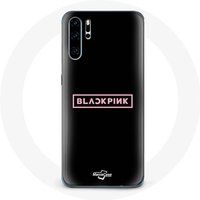 Maniacase Etui voor Huawei P30 Blackpink K-pop Groep Logo Zwarte Achtergrond