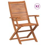 VidaXL Tuinstoel Terras Acaciahout 2 stuks met armleuning