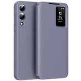 Samsung Étui à rabat Galaxy S25 Edge Smart Clear View avec fente pour carte - Gris Violet