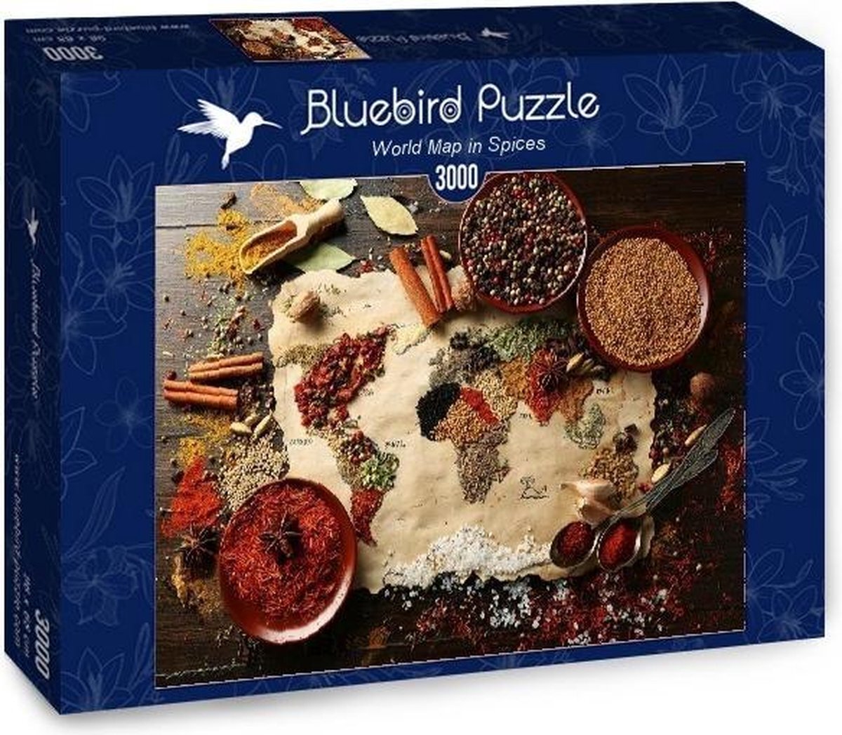 Blue Bird Belchonock - Wereldkaart in kruiden (3000 stukjes), kunst puzzel)