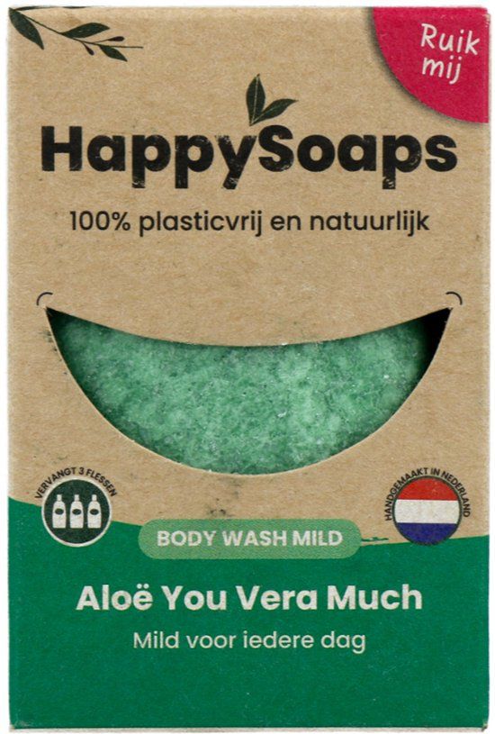 HappySoaps Body Wash Bar Mild Aloe You Vera Much – 100 gr