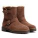 TOMS Ionie Moto Waxy Suede dameslaarzen, donkerbruin